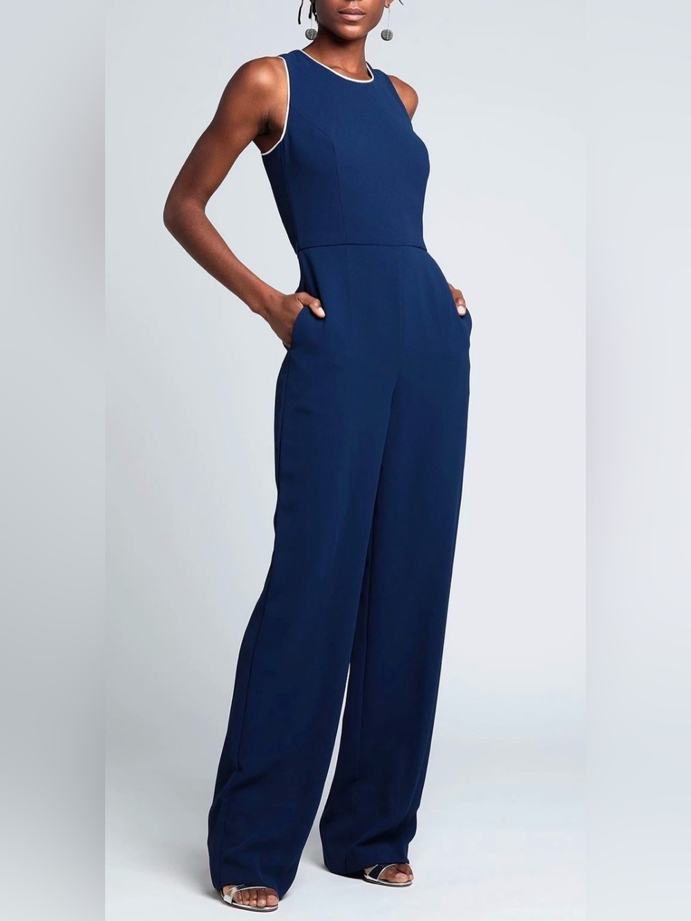 Ralph Lauren Purple Label Navy Wide Leg Jumpsuit Size 10 Made in Italy